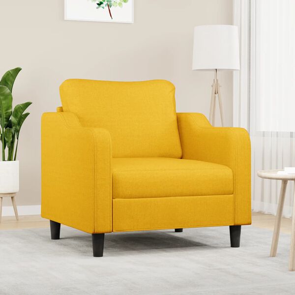 vidaXL Poltrona 60 cm tecido amarelo-claro