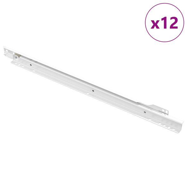 vidaXL Corredi&ccedil;a de Gaveta 12 pcs Branco 450 mm A&ccedil;o