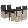 vidaXL 5 pcs conjunto de jantar p/ jardim c/ almofad&otilde;es cinzento claro
