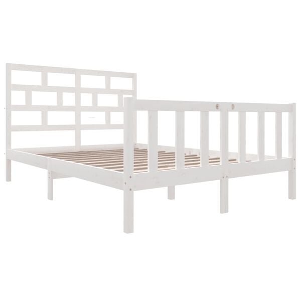 vidaXL Estrutura de cama 120x200 cm madeira de pinho maci&ccedil;a branco
