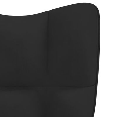 vidaXL Cadeira de descanso com banco veludo preto