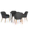 vidaXL 5 pcs conjunto de jantar p/ jardim c/ almofad&otilde;es preto