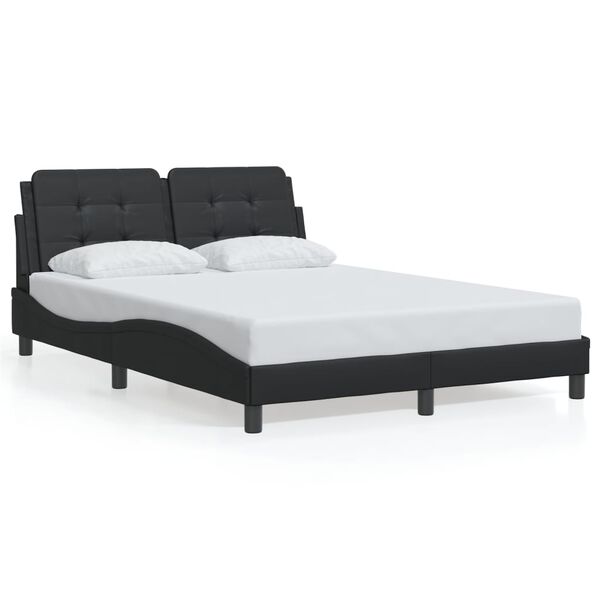 vidaXL Estrutura de cama sem colch&atilde;o Zadar 140x200 cm couro artificial preto