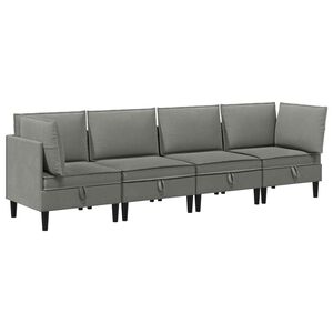 vidaXL Conjunto de M&oacute;veis para Sala de Estar 4 unid. Cinzento-escuro