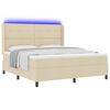 vidaXL Cama Box Spring LED com colch&atilde;o Creme 180 x 200 cm tecido