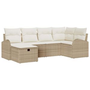vidaXL Conjunto de Sof&aacute;s 6 unid. Bege e Creme vime PE