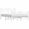 vidaXL Estrutura de cama com cabeceira e p&eacute;s 140x190 cm metal branco