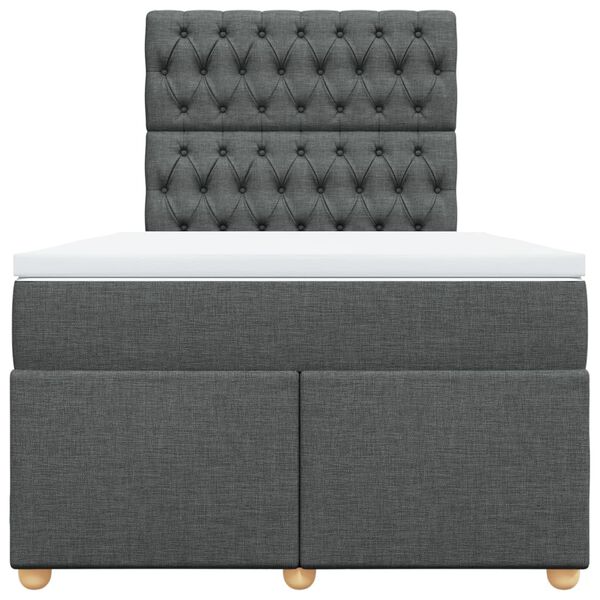vidaXL Cama boxspring com colch&atilde;o 120x190 cm tecido cinzento-escuro
