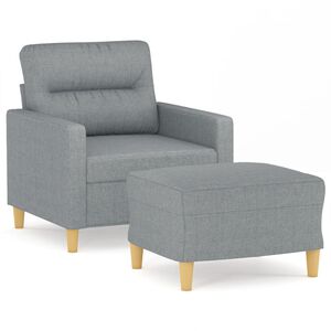 vidaXL Poltrona com apoio de p&eacute;s 60 cm tecido cinzento-claro