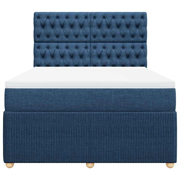 vidaXL Cama com molas/colch&atilde;o 140x190 cm tecido azul