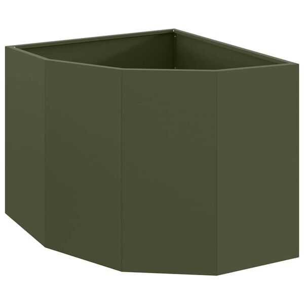 vidaXL Vaso de Canto Verde-oliva 60 x 60 x 50 cm Aço