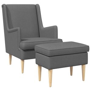vidaXL Poltrona com Puff 2 unid. Cinzento-Escuro Tecido