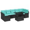 vidaXL Conjunto de Sof&aacute; de Jardim 8 pcs Preto Rattan Sint&eacute;tico