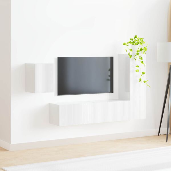 vidaXL Conjunto de m&oacute;vel de TV 4 pcs Branco Brilhante