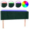 vidaXL Cabeceira cama c/ luzes LED veludo 147x16x78/88 cm verde-escuro