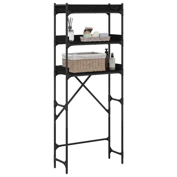 vidaXL Prateleira para M&aacute;quina de Lavar 0ak Preto 67 x 25 x 163 cm