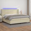 vidaXL Cama box spring c/ colch&atilde;o/LED 200x200cm couro artificial creme