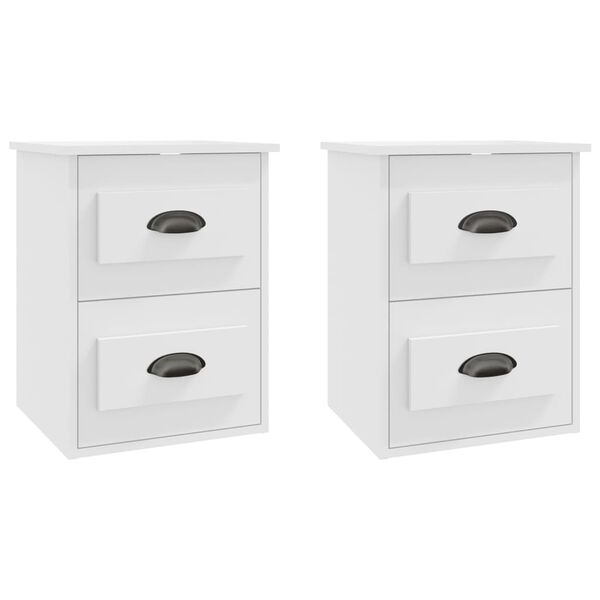 vidaXL Mesas de cabeceira de parede 2 pcs 41,5x36x53 cm branco
