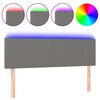 vidaXL Cabeceira de cama c/luzes LED tecido 144x5x78/88cm cinza-escuro