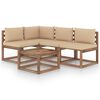vidaXL 5 pcs conjunto lounge de jardim c/ almofad&otilde;es bege