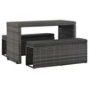 vidaXL Conjunto jantar p/ exterior com almofad&otilde;es 3 pcs vime cinzento