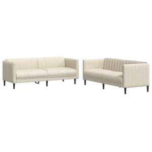 vidaXL 2 pcs conjunto de sof&aacute;s tecido cor creme