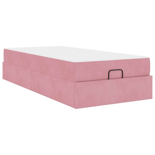 vidaXL Estrutura de cama com colch&atilde;o com colch&atilde;o 2 pcs Rosa Veludo