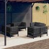 vidaXL 8 pcs conj. lounge de jardim com almofadões antracite pinho
