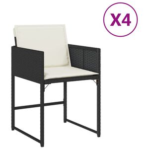 vidaXL Cadeiras de jardim com almofad&otilde;es 4 pcs vime PE preto
