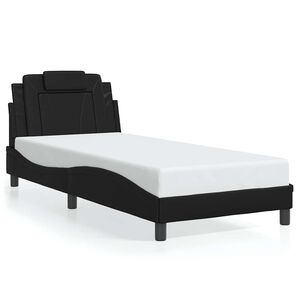 vidaXL Estrutura de cama Viana sem colch&atilde;o 90x190 cm couro artificial preto