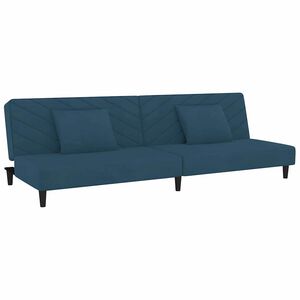 vidaXL Sof&aacute;-cama 2 lugares com duas almofadas veludo azul