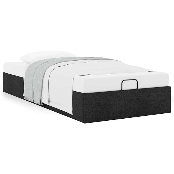 vidaXL Estrutura de cama otomana sem colch&atilde;o 90x190 cm tecido preto