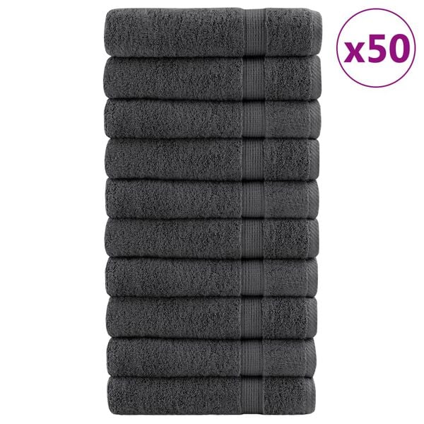 vidaXL Toalhas de m&atilde;os premium SOLUND 50pcs 50x100cm 600gsm antracite