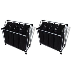 vidaXL Separadores de roupa suja com sacos 2 pcs preto e cinzento