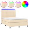 vidaXL Cama box spring c/ colch&atilde;o e LED 140x190 cm tecido cor creme
