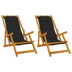 vidaXL Cadeira de Praia 2 pcs Castanho Madeira S&oacute;lida de Ac&aacute;cia