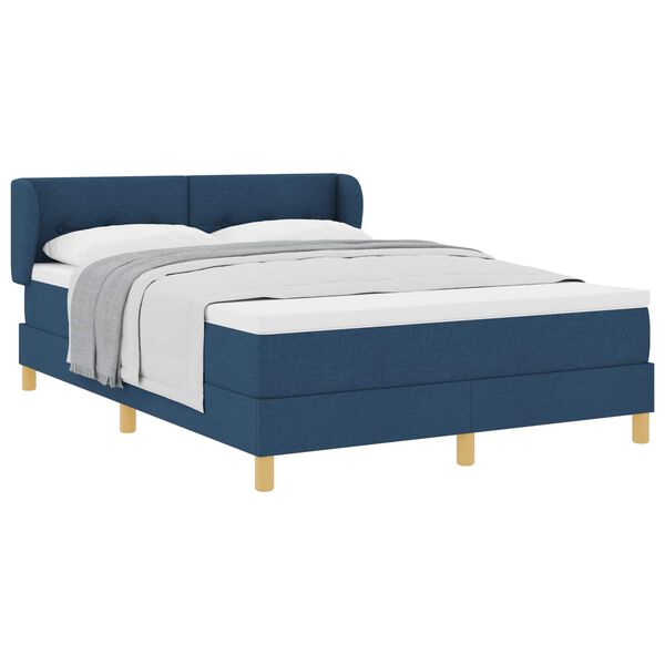 vidaXL Cama Box com colch&atilde;o com cabeceira Azul 140 x 190 cm tecido