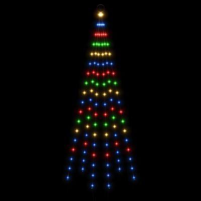 vidaXL Árvore de Natal mastro de bandeira 108 LEDs 180 cm colorido