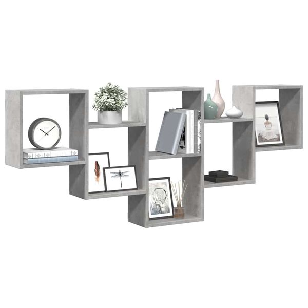 vidaXL Prateleira parede 159x18x66 cm deriv. madeira cinzento cimento