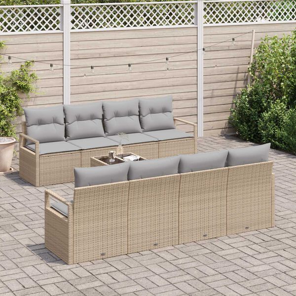 vidaXL Conjunto de Sofá de Jardim 9 pcs Bege e Cinza vime PE