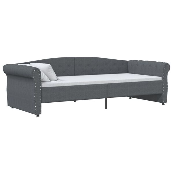 vidaXL Sof&aacute;-cama c/ sa&iacute;da USB 90x200 cm tecido cinzento-escuro