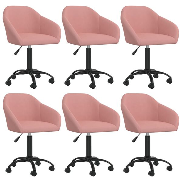 vidaXL Cadeiras de jantar girat&oacute;rias 6 pcs veludo rosa