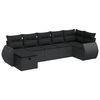vidaXL 7 pcs conjunto de sof&aacute;s p/ jardim c/ almofad&otilde;es vime PE preto
