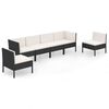 vidaXL 6 pcs conjunto lounge de jardim c/ almofad&otilde;es vime PE preto