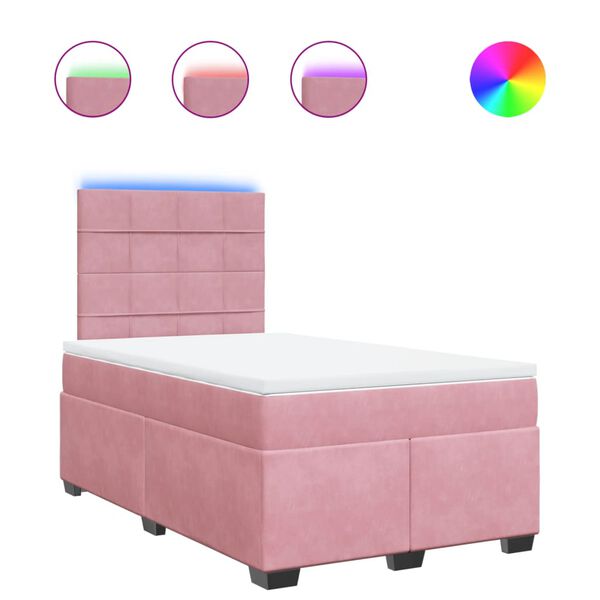 vidaXL Cama boxspring com colch&atilde;o 120x190 cm veludo rosa