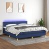 vidaXL Cama box spring c/ colch&atilde;o e LED 160x200 cm tecido azul