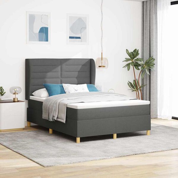 vidaXL Cama Box Springs com Colch&atilde;o Cinza Escuro 90x190 cm tecido