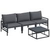 vidaXL Conjunto de Sof&aacute; de Jardim 4 unid. Preto A&ccedil;o