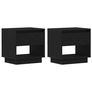 vidaXL Criado-mudo com gaveta 2 pcs Carvalho preto 45 x 34 x 44 cm