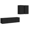 vidaXL 4 pcs conjunto de m&oacute;veis de TV derivados de madeira preto